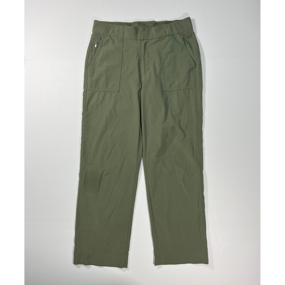 Athleta Tribeca Pants Women 2 Green Straight Leg Stretch Utility Hiking Trousers